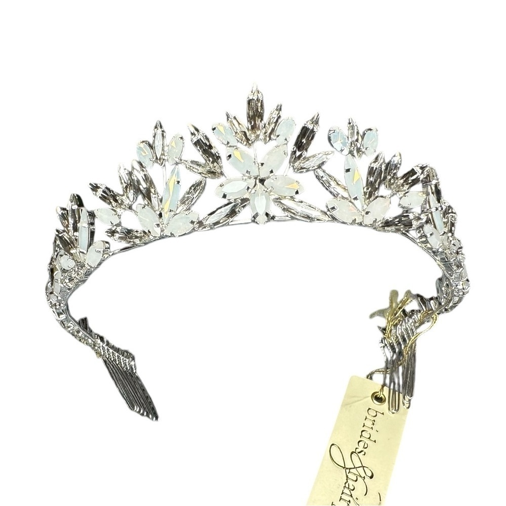 NEW Brides & Hairpins Honora Crystal Opal Sterling Silver Halo Comb Crown Tiara - Picture 7 of 14